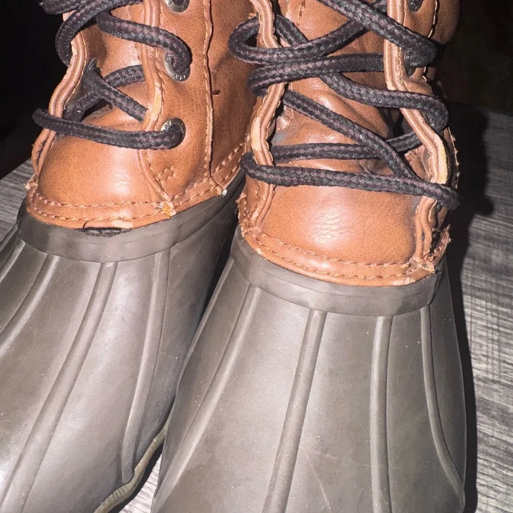 Sperry Boys Waterproof Duck Hunting Boots Size 2 Tan Brown Lace Up